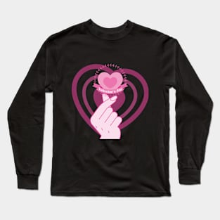 Finger Heart Valentine's Day Long Sleeve T-Shirt